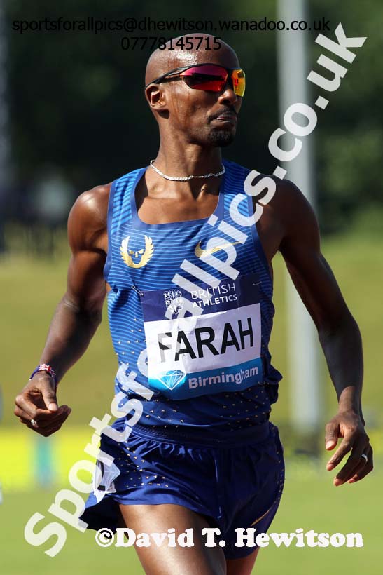 Mo Farah (GB) wins the mens 3000 metres, IAAF Diamond League, Birmingham. Photo: David T. Hewitson/Sports for All Pics
